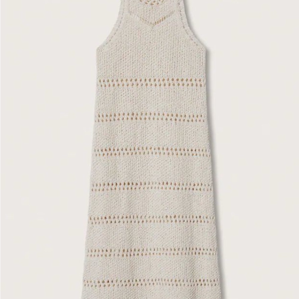 Mango Ivory Textured Knit Dress